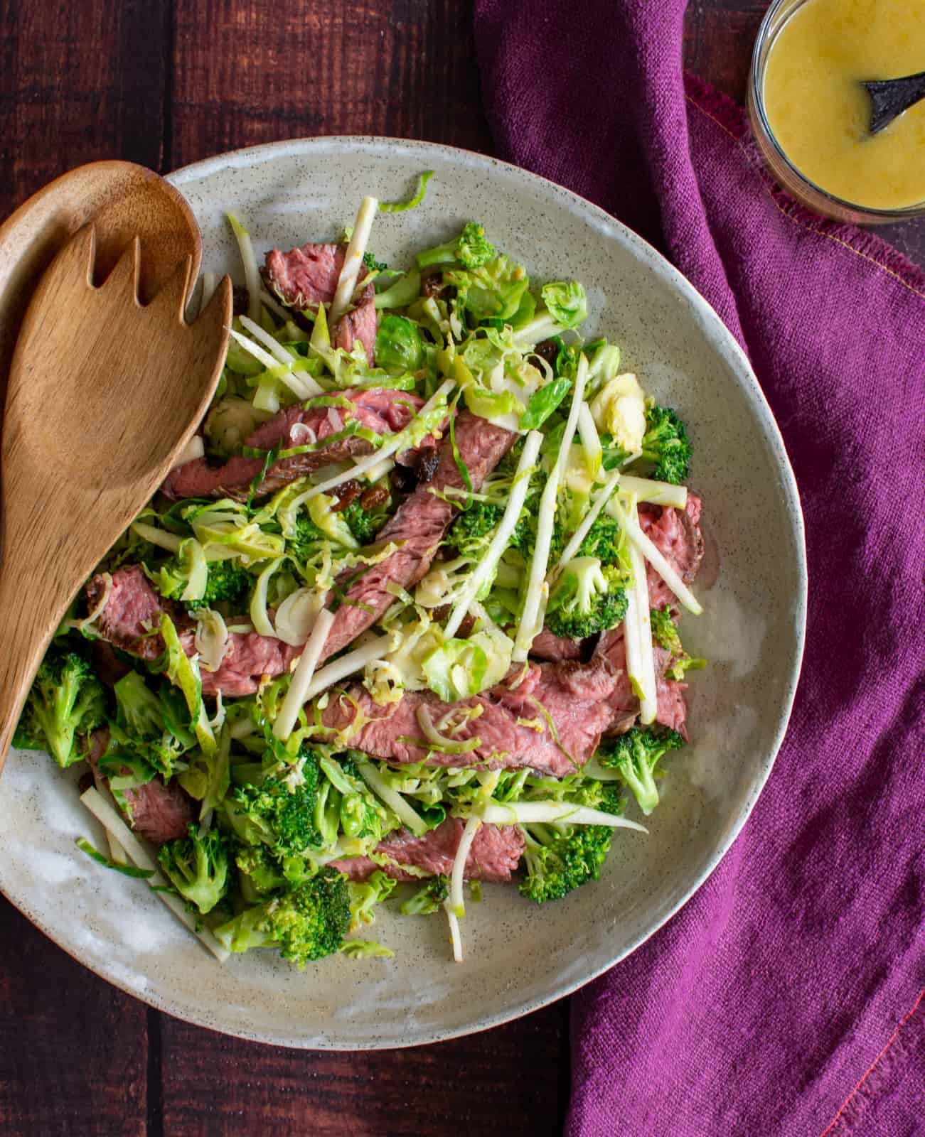 Brokoli, Steak Flap Steak & Pear Salad